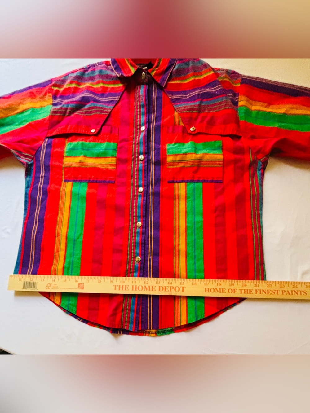 Roughrider Circle Y Button Up Shirt Vintage 100% Cotton Colorful Women’s - Picture 9 of 14